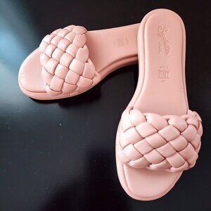 Seychelles Bellissima Vegan Leather Pink Woven Slide‎ Sandals Sz 9 (NWD)